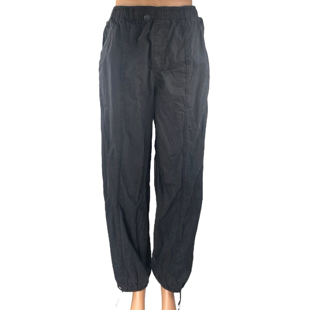 Zara Women's Black Elastic Waist Straight Tapered Leg Trousers Jogger Pants Sz S
